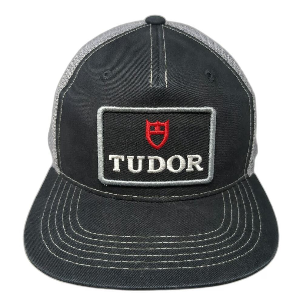 Tudor Trucker Hat Black One Size Mesh Back Snapback Shield Patch Watch Logo